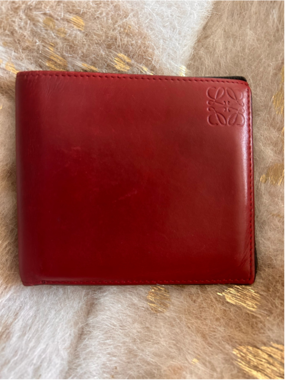 Loewe Leather Bifold Wallet in Red and Black